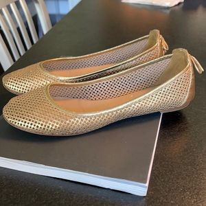 J Crew gold ballet flats